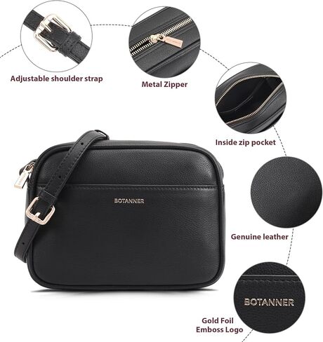 Women's Elegant Genuine Leather Crossbody Bag - Versatile Design, Adjustable Strap, Top Zip Closer, Light & Chic in Saudi Arabia