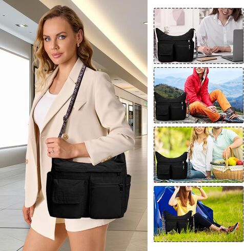 2PCS Nylon Crossbody Bag Set – Waterproof, Lightweight Shoulder Bags with Multiple Pockets for Travel, Work, Daily Use in Kuwait