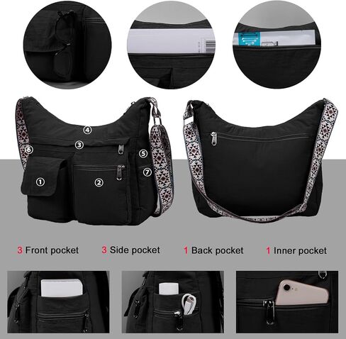 2PCS Nylon Crossbody Bag Set – Waterproof, Lightweight Shoulder Bags with Multiple Pockets for Travel, Work, Daily Use in Kuwait