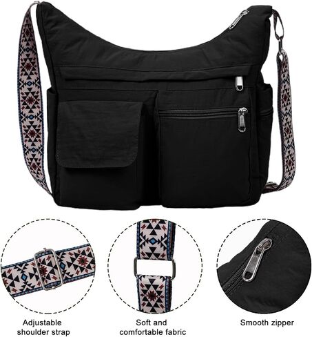 2PCS Nylon Crossbody Bag Set – Waterproof, Lightweight Shoulder Bags with Multiple Pockets for Travel, Work, Daily Use in Kuwait