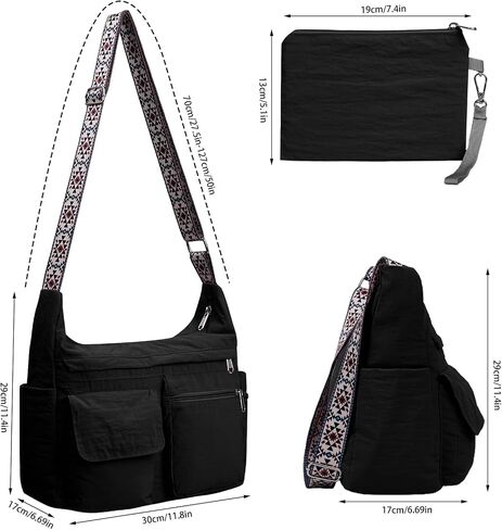 2PCS Nylon Crossbody Bag Set – Waterproof, Lightweight Shoulder Bags with Multiple Pockets for Travel, Work, Daily Use in Kuwait