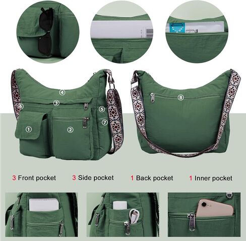 2PCS Nylon Crossbody Bag Set – Waterproof, Lightweight Shoulder Bags with Multiple Pockets for Travel, Work, Daily Use in Kuwait