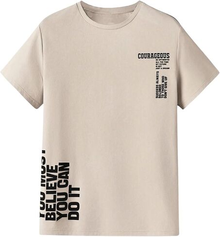 Verdusa Men's Letter Graphic T Shirt Crewneck Short Sleeve Tee Shirt Casual Top in Kuwait