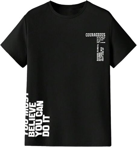 Verdusa Men's Letter Graphic T Shirt Crewneck Short Sleeve Tee Shirt Casual Top in Saudi Arabia