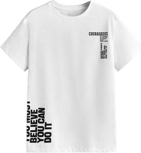 Verdusa Men's Letter Graphic T Shirt Crewneck Short Sleeve Tee Shirt Casual Top in Kuwait