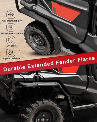 Rear Fender Flares for Honda Pioneer 1000-5 2016-2025 Accessories, Extended Back Full Coverage Mud Flups Combination Mud Guards for Honda Pioneer 1000 (Combined, 6PCS) in Saudi Arabia