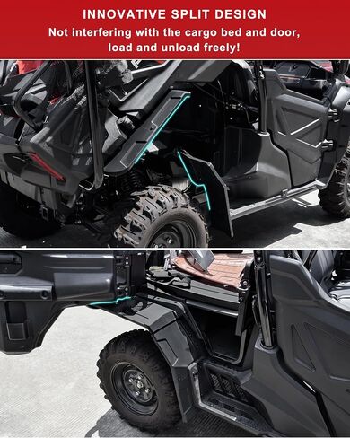 Rear Fender Flares for Honda Pioneer 1000-5 2016-2025 Accessories, Extended Back Full Coverage Mud Flups Combination Mud Guards for Honda Pioneer 1000 (Combined, 6PCS) in Saudi Arabia