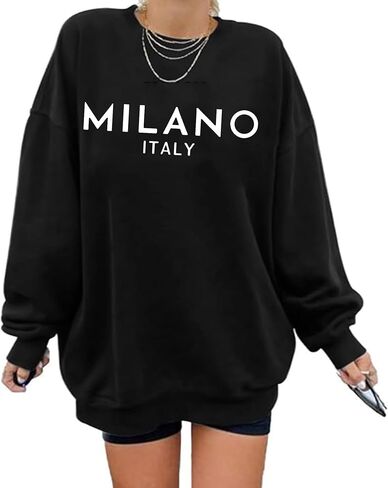 Zoyami المرأة Crewneck المتضخم البلوز ميلانو Preppy الجرافيك البلوز عادية فضفاضة طويلة الأكمام بلايز in Kuwait