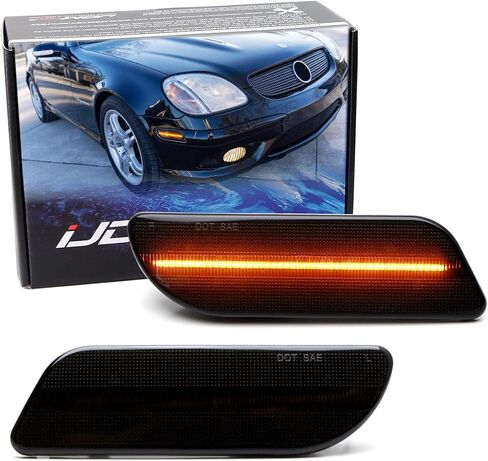 iJDMTOY Black-Out Smoked Lens 36-SMD Amber Full LED Bumper Side Marker Light Kit Compatible With 1998-2004 Mercedes-Benz SLK CLK Class, Replace OEM Amber Front Sidemarkers in Saudi Arabia