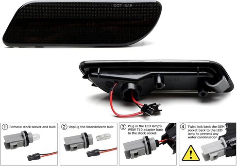iJDMTOY Black-Out Smoked Lens 36-SMD Amber Full LED Bumper Side Marker Light Kit Compatible With 1998-2004 Mercedes-Benz SLK CLK Class, Replace OEM Amber Front Sidemarkers in Saudi Arabia