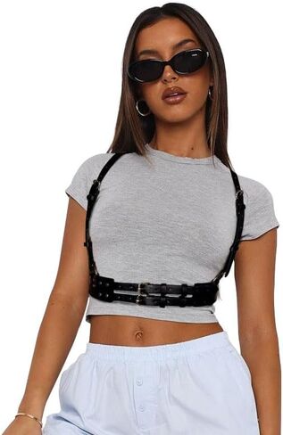 Punk Harness Belt for Women PU Leather Adjustable Rave Waist Body Chain Goth Accessories in Saudi Arabia