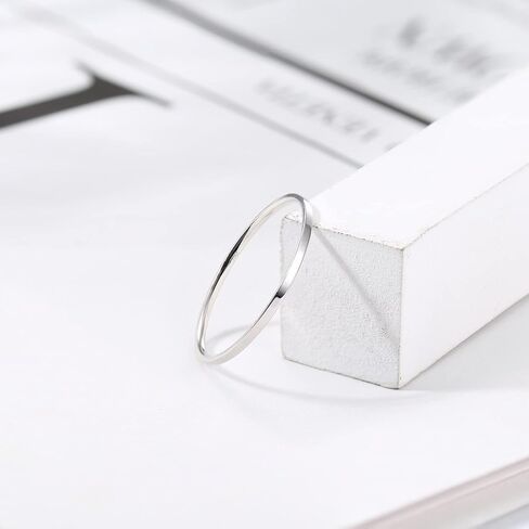 S925 Sterling Silver Rings for Women Men 18K White Gold Plated Stackable Statement Thin Plain Thumb Ring High Polished Wedding Band Ring Comfort Fit Size 4 to 12, 1mm 2mm 3mm 4mm in Saudi Arabia