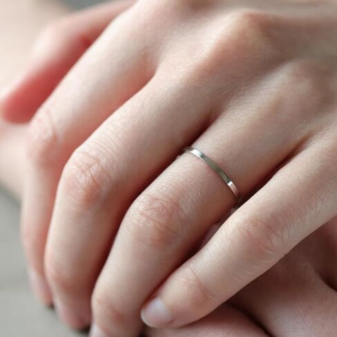 S925 Sterling Silver Rings for Women Men 18K White Gold Plated Stackable Statement Thin Plain Thumb Ring High Polished Wedding Band Ring Comfort Fit Size 4 to 12, 1mm 2mm 3mm 4mm in Saudi Arabia