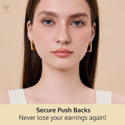 Small Chunky Hoop Earrings for Women | 18K Gold over Sterling Silver Half Hoop Stud Earrings for Women | Hypoallergenic & Anti-Tarnishing Gold Earrings by MAX + STONE in Saudi Arabia