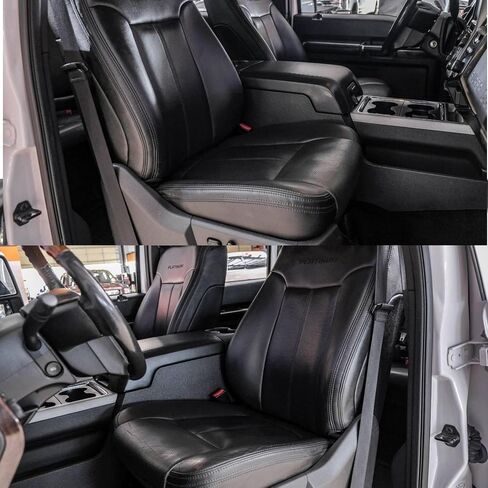 غطاء مقعد جلدي مثقوب بديل للسائق والراكب من الجانب السفلي والعلوي من GXARTS أسود متوافق مع Ford F250 F350 F450 F550 2011 2012 2013 2014 2015 2016 in Saudi Arabia
