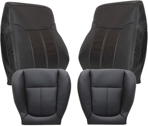 غطاء مقعد جلدي مثقوب بديل للسائق والراكب من الجانب السفلي والعلوي من GXARTS أسود متوافق مع Ford F250 F350 F450 F550 2011 2012 2013 2014 2015 2016 in Saudi Arabia