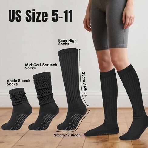 جوارب بيلاتيس مترهلة للنساء، 3 أزواج من الجوارب المقبضة لليوجا في المستشفى، وتمارين البار in Kuwait