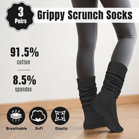 جوارب بيلاتيس مترهلة للنساء، 3 أزواج من الجوارب المقبضة لليوجا في المستشفى، وتمارين البار in Kuwait