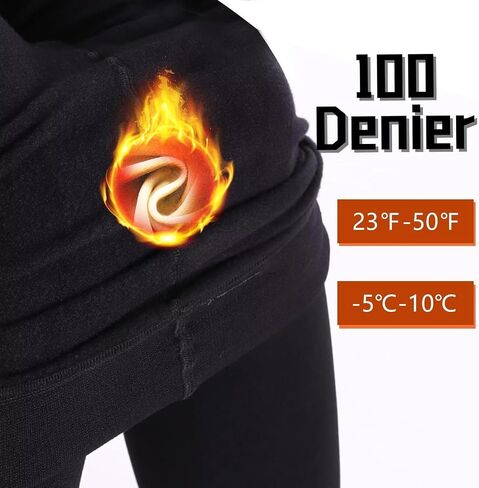 Fleece Lined Opaque Tights with Control Top - 100D Warm Winter Pantyhose in Saudi Arabia