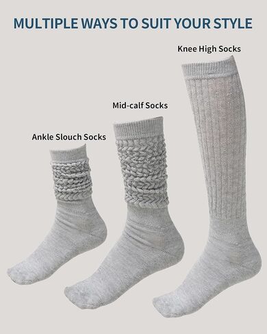 Women's Soft Slouch Socks 3 Pack, Thigh High and Knee High Scrunch Boot Socks in Saudi Arabia