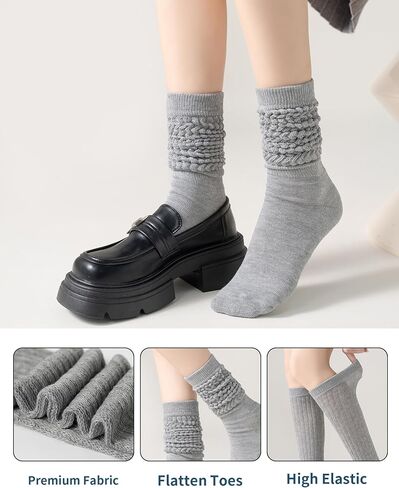 Women's Soft Slouch Socks 3 Pack, Thigh High and Knee High Scrunch Boot Socks in Saudi Arabia