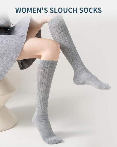 Women's Soft Slouch Socks 3 Pack, Thigh High and Knee High Scrunch Boot Socks in Saudi Arabia
