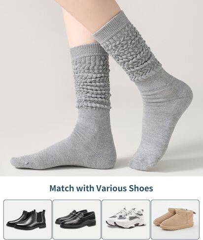 Women's Soft Slouch Socks 3 Pack, Thigh High and Knee High Scrunch Boot Socks in Saudi Arabia