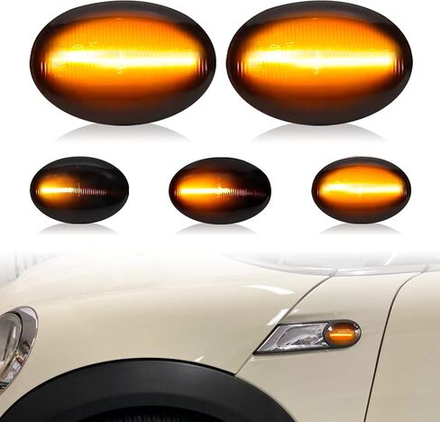 Anxingo 2 Pcs Smoked Side Marker Light Replacement for Mini Cooper R55 R56 R57 R58 R59 2006-2014, Sequential Blink Amber Turn Signal Lights in Saudi Arabia