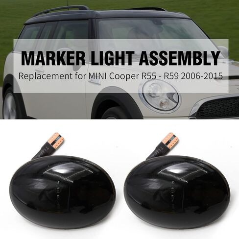 Anxingo 2 Pcs Smoked Side Marker Light Replacement for Mini Cooper R55 R56 R57 R58 R59 2006-2014, Sequential Blink Amber Turn Signal Lights in Saudi Arabia