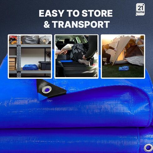 Heavy-Duty Blue Poly Tarp 4' x 6' – UV-Resistant, Waterproof, Weatherproof, Multipurpose Tarp for Cars, Boats, RVs, and Outdoor Use – 5 Mil Thick Polyethylene Cover by 21 Home in Saudi Arabia