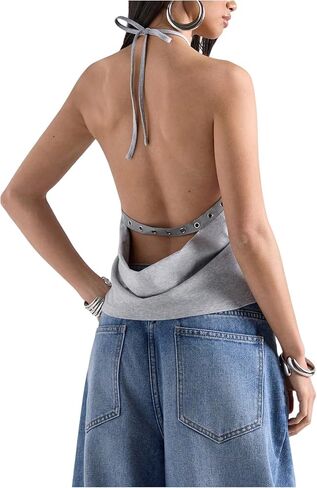 MakeMeChic Women's Open Back Halter Tops Going Out Sexy Backless Tops Clubwear in Saudi Arabia