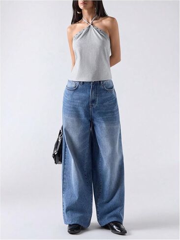 MakeMeChic Women's Open Back Halter Tops Going Out Sexy Backless Tops Clubwear in Saudi Arabia