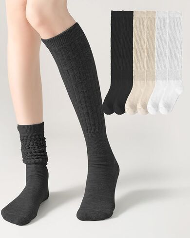 Women's Soft Slouch Socks 3 Pack, Thigh High and Knee High Scrunch Boot Socks in Saudi Arabia