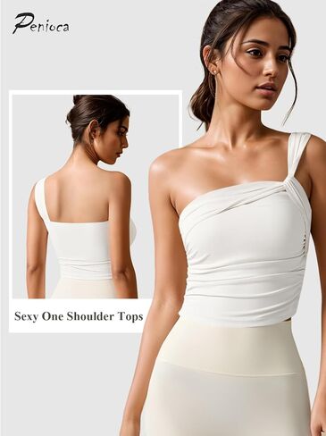 One Shoulder Tops for Women Twist Front Asymmetrical Sleeveless Casual Tank Top in Kuwait