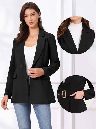 Allegra K Blazers for Women Business Casual Long Sleeve Office Work Belted Long Blazer Suit Jacket in Saudi Arabia
