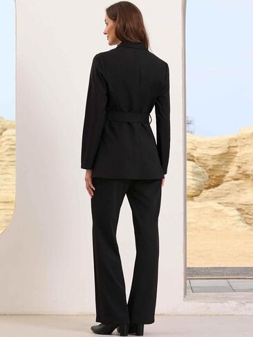 Allegra K Blazers for Women Business Casual Long Sleeve Office Work Belted Long Blazer Suit Jacket in Saudi Arabia
