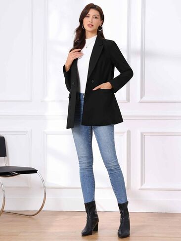 Allegra K Blazers for Women Business Casual Long Sleeve Office Work Belted Long Blazer Suit Jacket in Saudi Arabia