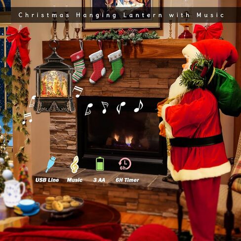 فانوس عيد الميلاد المهد سنو غلوب - المهد سنو غلوب المقتنيات الموسيقية مضاءة عيد الميلاد الثلوج دوامة بريق المياه غلوب فانوس الغناء ديكور عيد الميلاد 2024 بني جديد in Kuwait