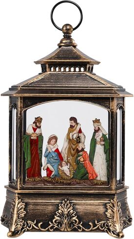 فانوس عيد الميلاد المهد سنو غلوب - المهد سنو غلوب المقتنيات الموسيقية مضاءة عيد الميلاد الثلوج دوامة بريق المياه غلوب فانوس الغناء ديكور عيد الميلاد 2024 بني جديد in Kuwait