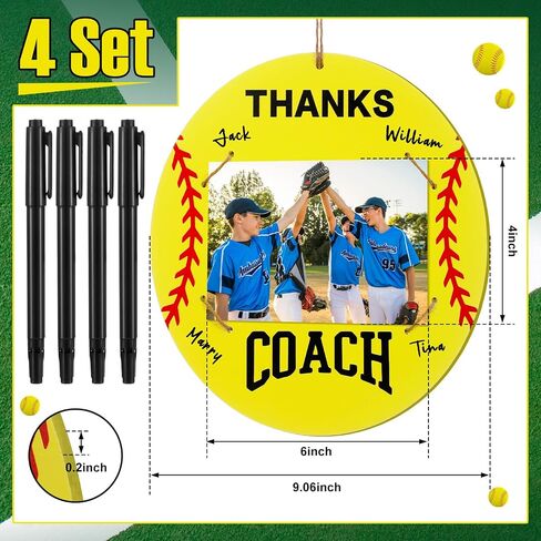 4 Set Football Thanks Coach Picture Frames with Signature Pens Fits 4 x 6 Inches Photos Wooden Picture Frame Thanks Football Coach Gift from Team Coaches Appreciation Home Plate Plaque in Saudi Arabia