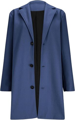 Wool Coats for Women Casual Notch Lapel Single Breasted Pea Coats Fall Winter Mid Length Long Peacoat Trench Coat in Saudi Arabia