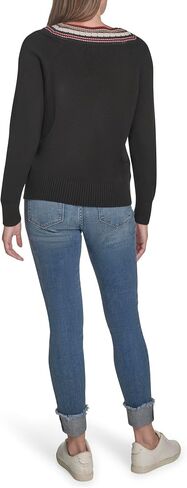 Tommy Hilfiger Womens Solid V-Neck Pullover Tipped Sweater in Saudi Arabia