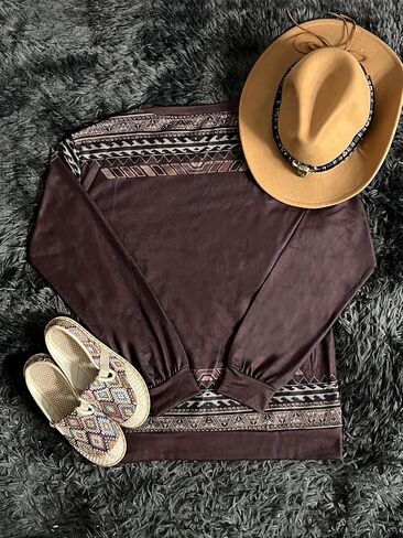 Women's Casual Crewneck Long Sleeve Floral Graphic Pullover Tops Print Western Loose Long Sweatshirt in Saudi Arabia