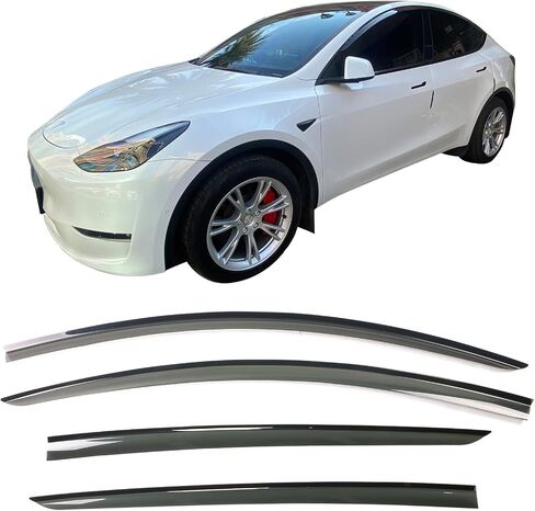 IKON MOTORSPORTS, Window Visors Compatible with 2020-2024 Tesla Model Y, Acrylic Smoke Rain Sun Guard Wind Vent Air Deflector 4PCS, 2021 2022 in Saudi Arabia