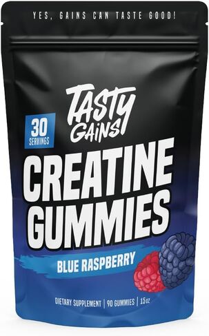 الكرياتين Gummies - 90 جم من الكرياتين أحادي الهيدرات - مكملات التمرين - بناء العضلات والتعزيز للرجال والنساء - مصنوعة في الولايات المتحدة الأمريكية - غير الكائنات المعدلة وراثيا - (نكهة كريمة الفراولة)) in Kuwait