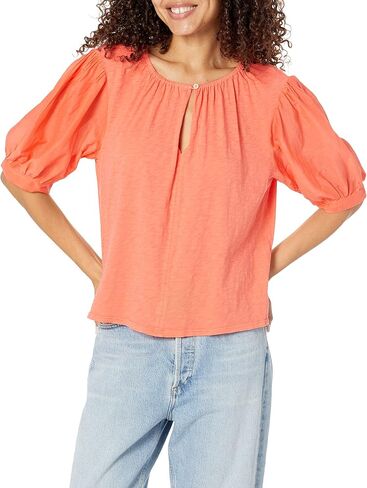 Velvet by Graham & Spencer Women's Mallory Cotton Slub Mix Top in Saudi Arabia