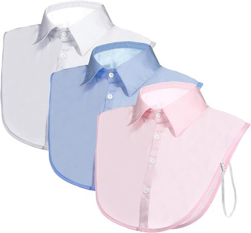 3 Pcs Fake Collar Detachable Dickey Collar Half Shirts Faux False Collars for Women Girls Graduation Daily White, Pink, Blue in Saudi Arabia
