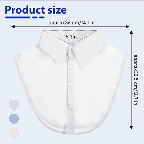 3 Pcs Fake Collar Detachable Dickey Collar Half Shirts Faux False Collars for Women Girls Graduation Daily White, Pink, Blue in Saudi Arabia