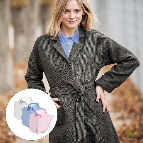 3 Pcs Fake Collar Detachable Dickey Collar Half Shirts Faux False Collars for Women Girls Graduation Daily White, Pink, Blue in Saudi Arabia