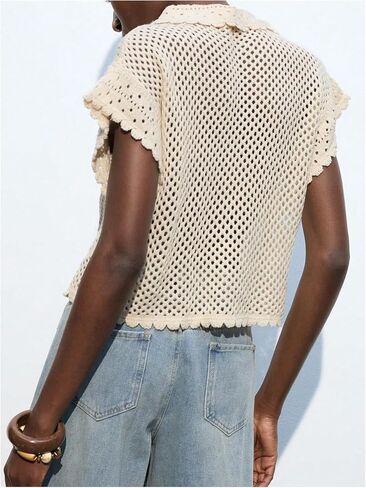 GORGLITTER Women's Summer Oversized Cardigans Short Sleeve Lightweight Button Up Crochet Tops in Saudi Arabia